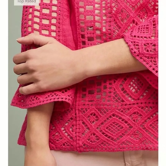 NWT Pink Shavonne Crochet Lace Top - Picture 13 of 14